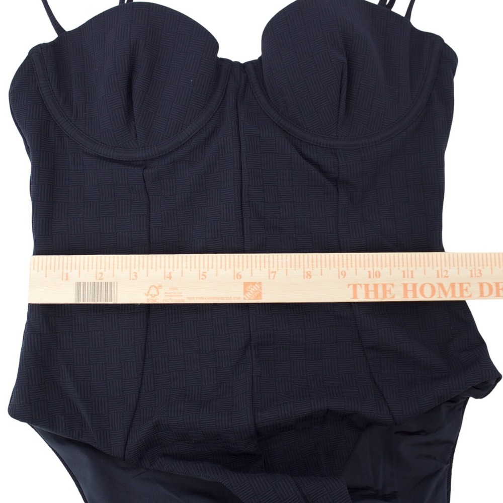 Onia Black Textured Underwire Lace Up Corset One Piece Swimsuit Bodysuit Beach - Picture 7 of 7